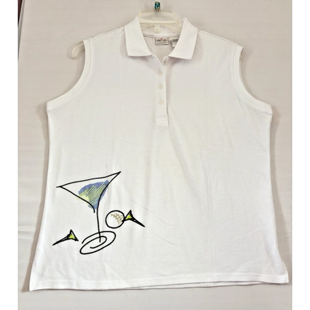 Line Up Womens White Pullover Sleeveless Performance Cocktail Design Stretch  XL